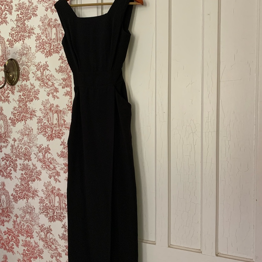 Vintage Bernard Perris Paris 100% Silk Black Dress With Slit; EUR 40 / US Size 6